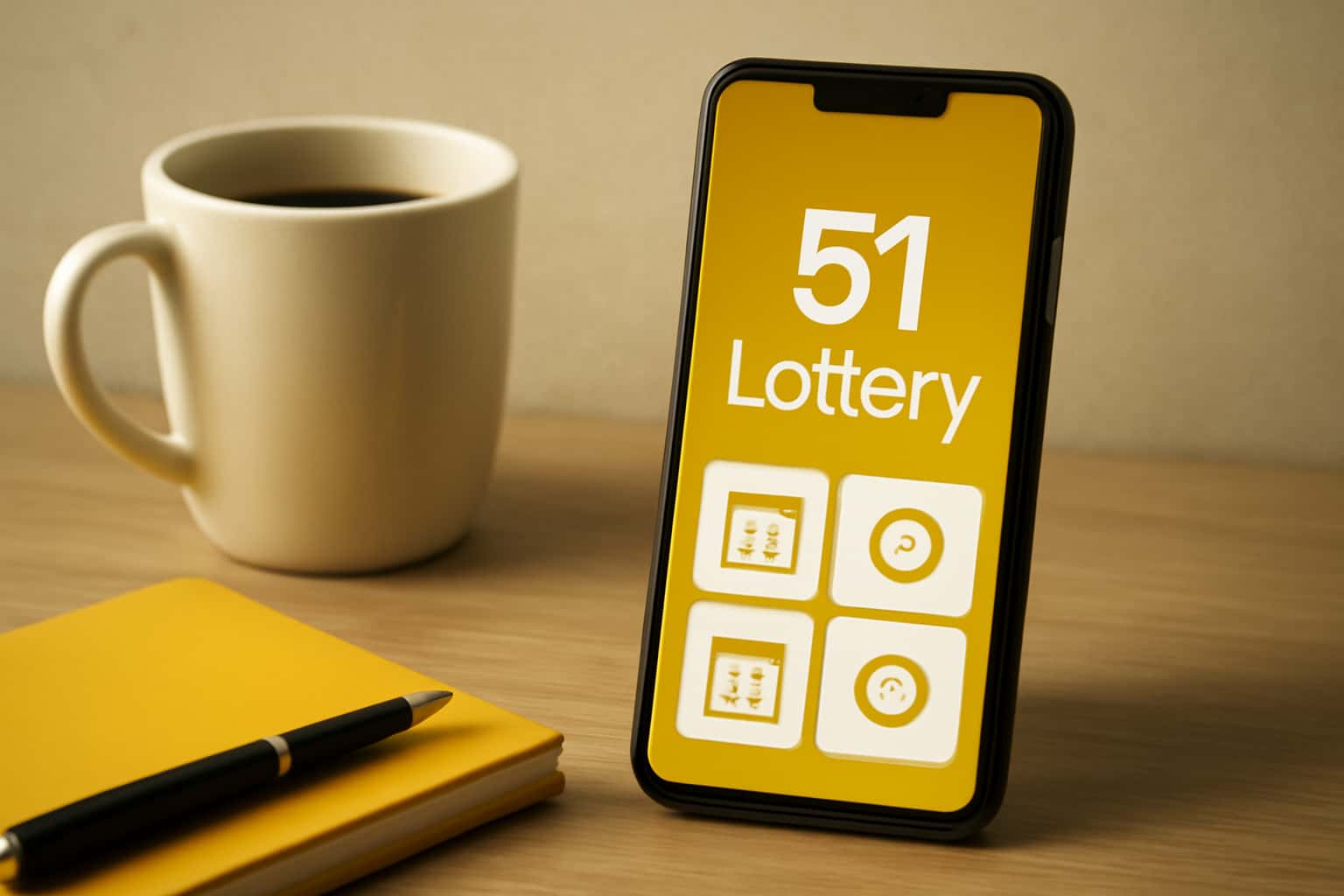 A visual representation of the 51 Lottery Android App with modern design elements.