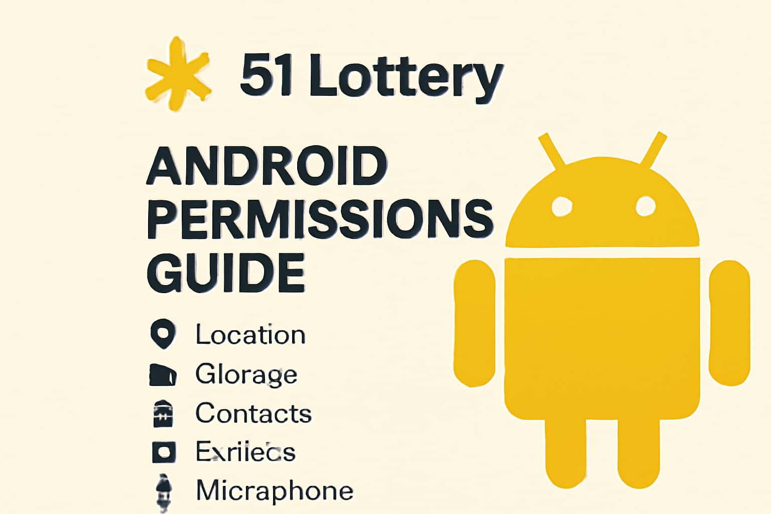 A visual representation of the 51 Lottery Android Permissions Guide showcasing various permissions needed for app functionality.