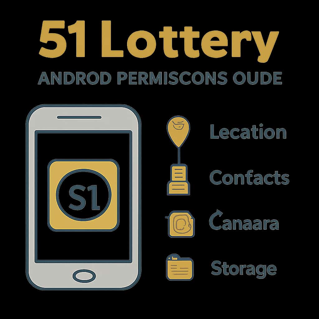 Diagram illustrating Android permissions needed for the 51 Lottery app.