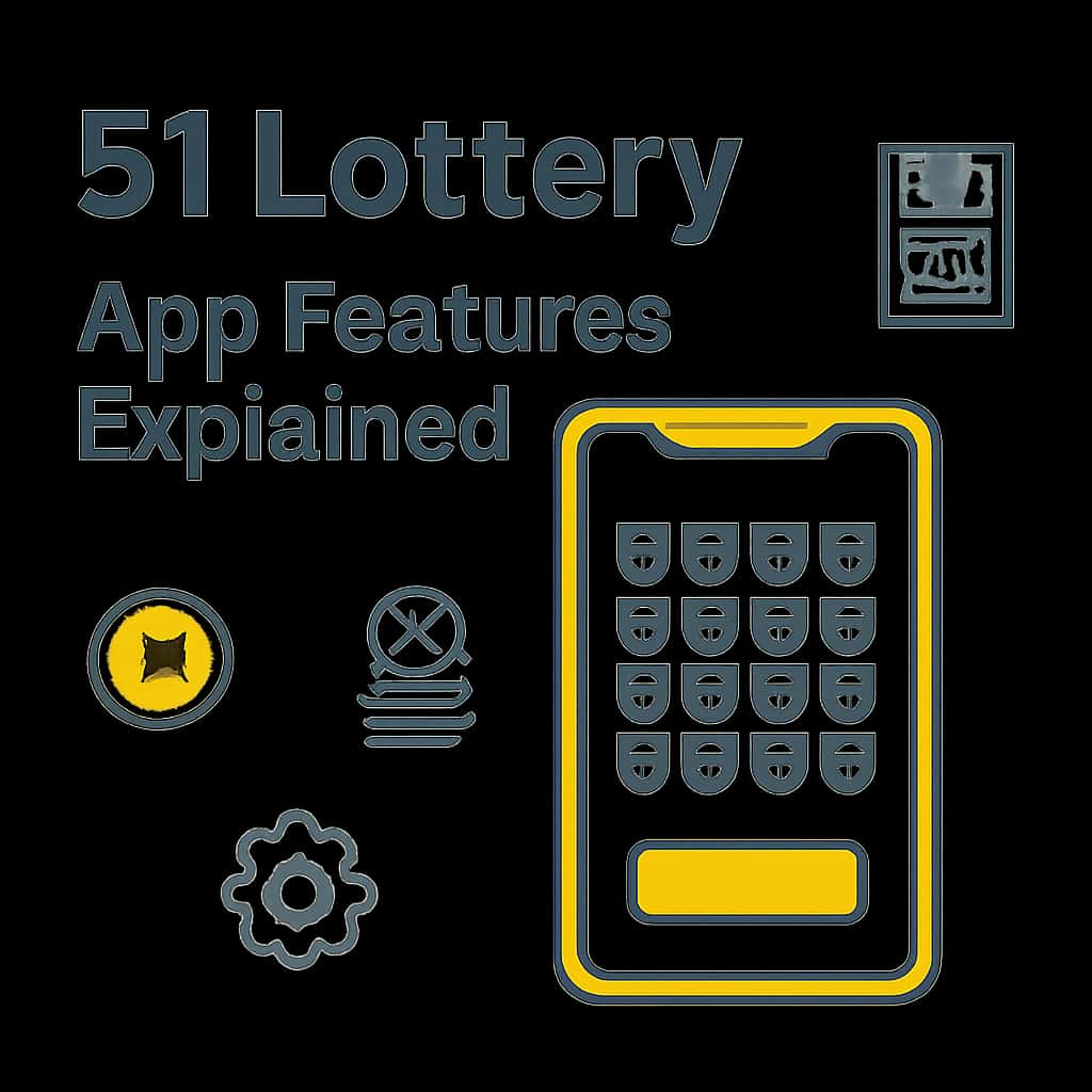 An educational diagram about 51 Lottery app features.