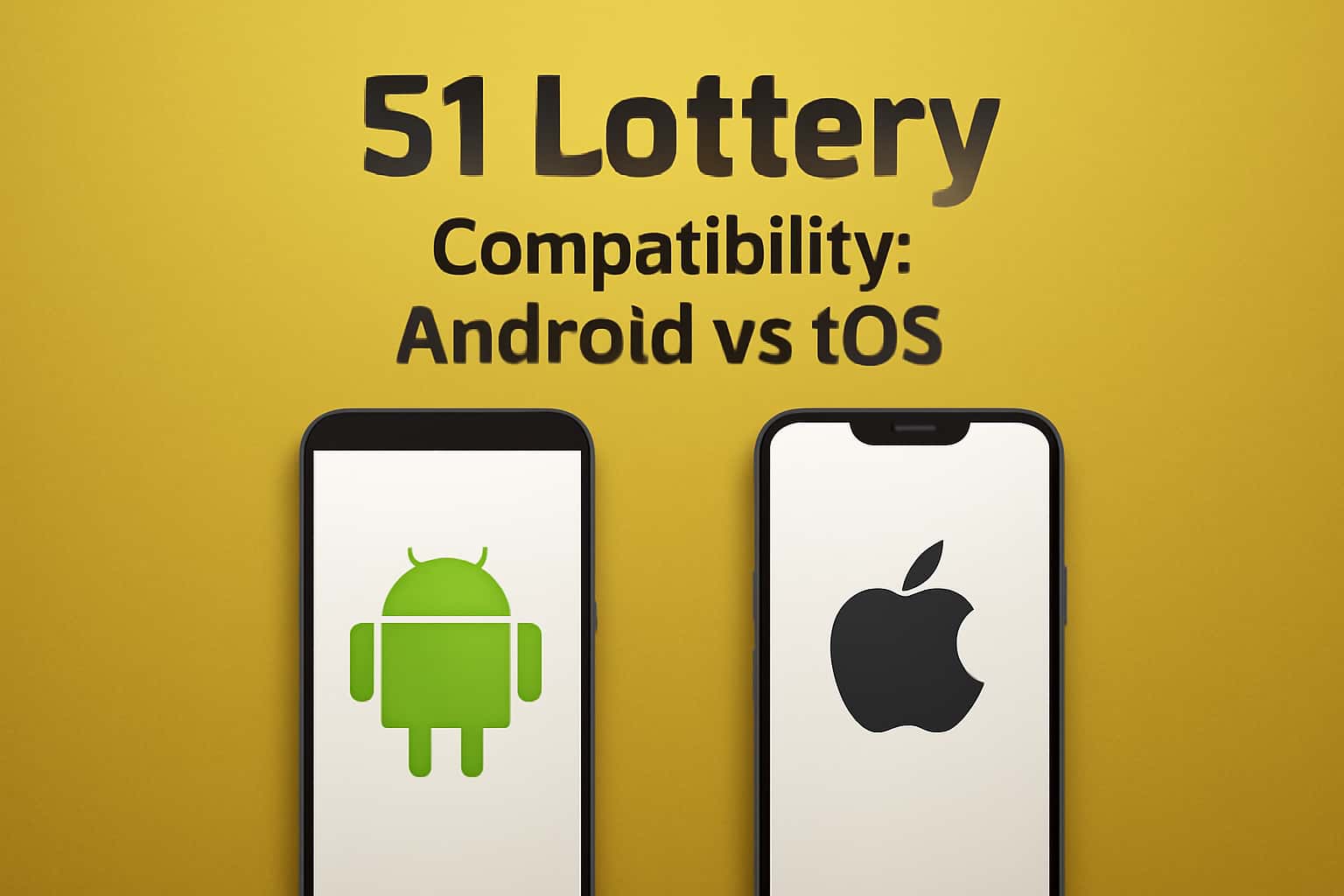 Informational graphic illustrating the compatibility of 51 Lottery on Android and iOS.