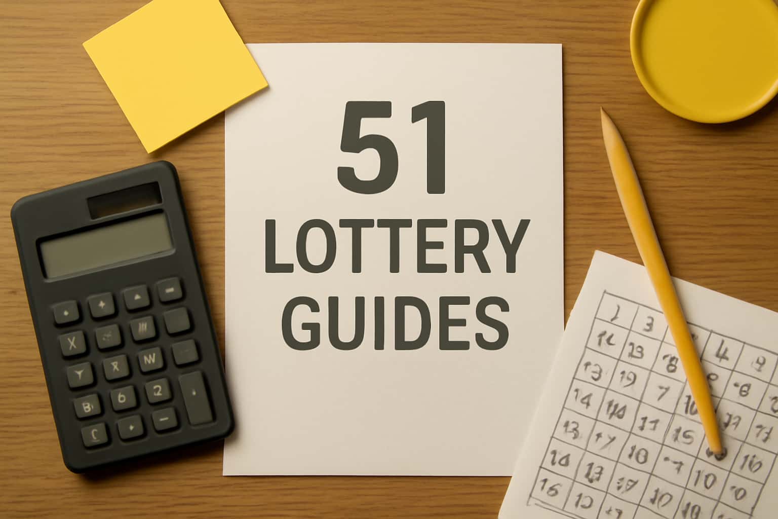 An informational scene showcasing the 51 Lottery Guides.