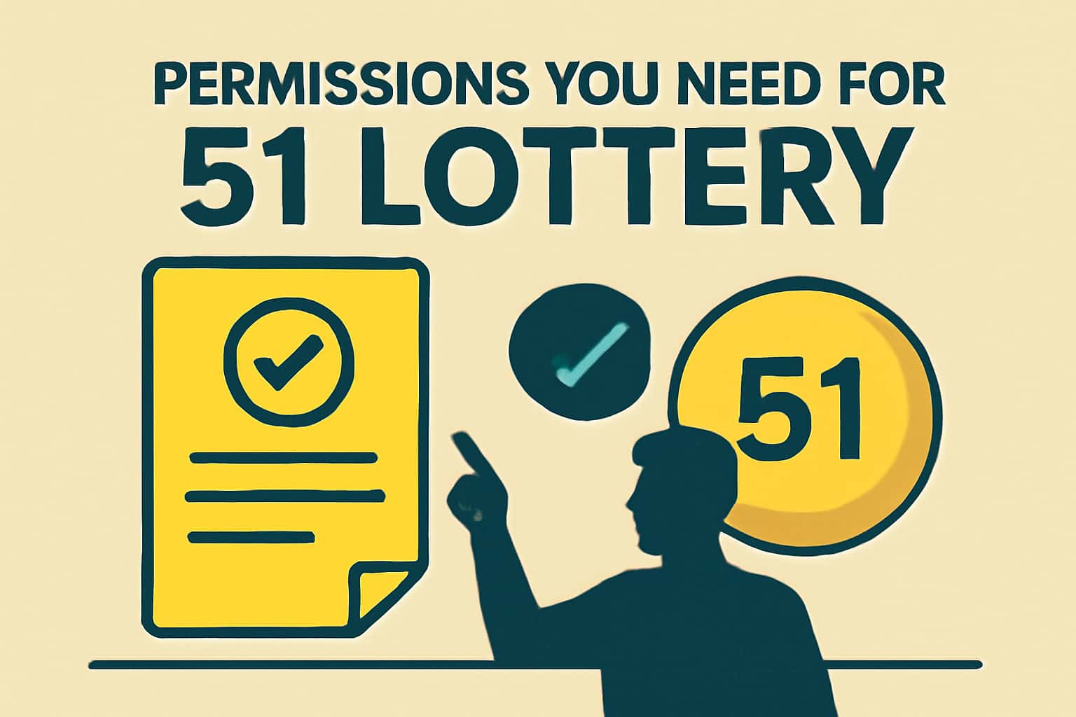 Informational image depicting permissions required for the 51 Lottery app.